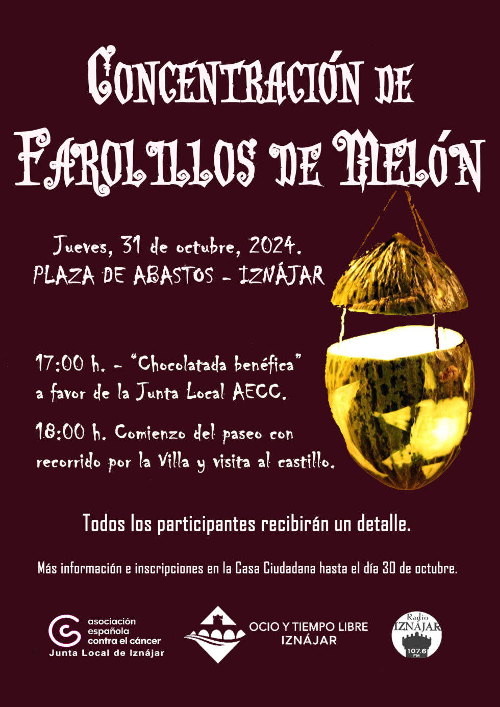 Cartel concentración de farolillos de melón en Iznájar 2024